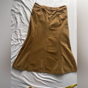 Eddie Bauer Women’s Cordoroy Maxi Skirt Tan Brown Size 12 Large Vintage  Cotton